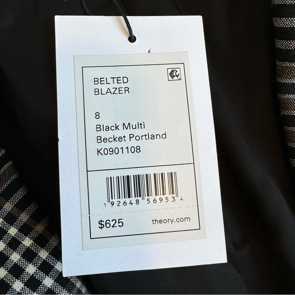 Theory Becket Portland Plaid Belted Virgin Wool Blend Stretch Blazer - Picture 5 of 7